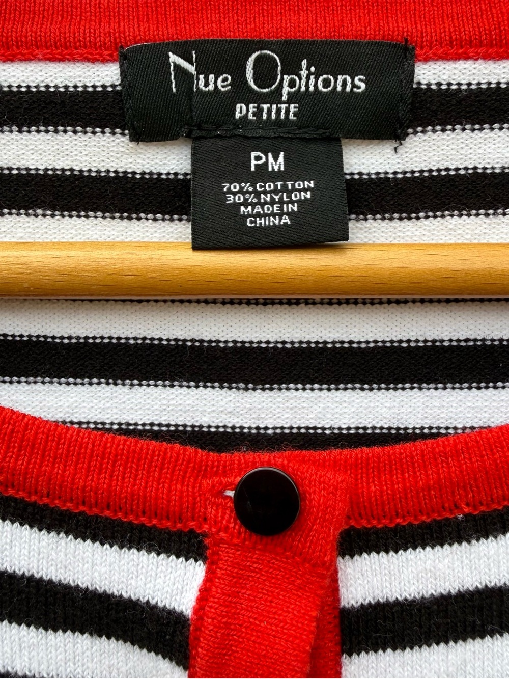 Breton Stripe Cardigan Black White Red Parisian Coquette Sweater Petite M NWOT - Picture 2 of 4